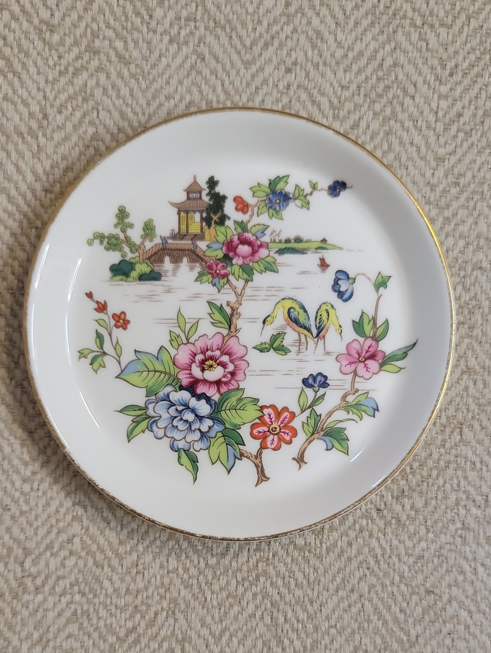 Vintage Crown Staffordshire Pagoda Fine Bone China Trinket Dish, England